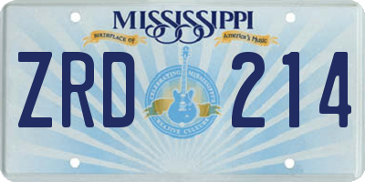 MS license plate ZRD214