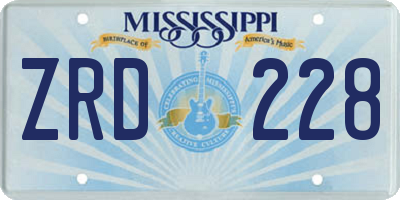 MS license plate ZRD228