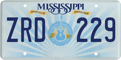 MS license plate ZRD229