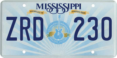 MS license plate ZRD230