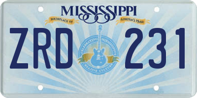MS license plate ZRD231
