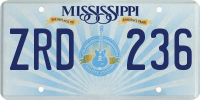 MS license plate ZRD236