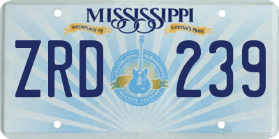 MS license plate ZRD239