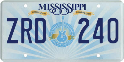 MS license plate ZRD240