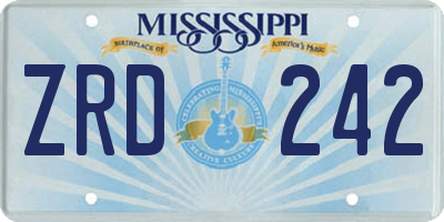 MS license plate ZRD242