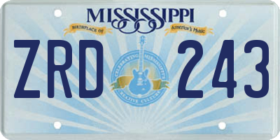 MS license plate ZRD243
