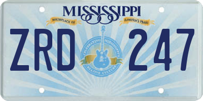 MS license plate ZRD247