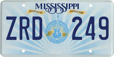 MS license plate ZRD249
