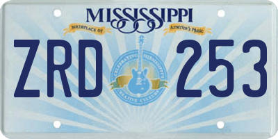 MS license plate ZRD253