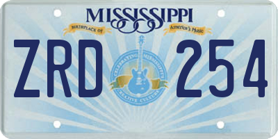 MS license plate ZRD254