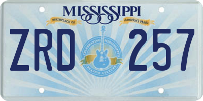 MS license plate ZRD257