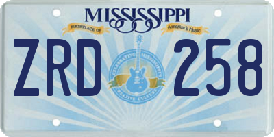 MS license plate ZRD258