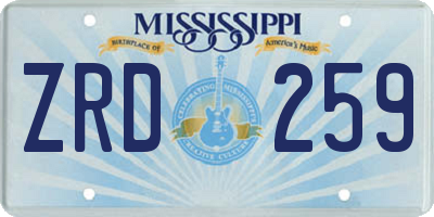 MS license plate ZRD259