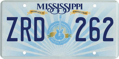 MS license plate ZRD262