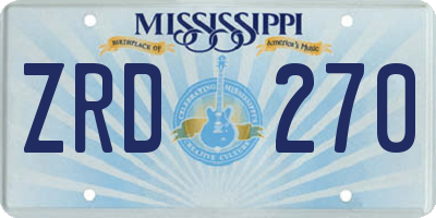 MS license plate ZRD270