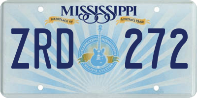 MS license plate ZRD272