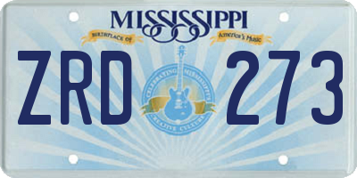 MS license plate ZRD273