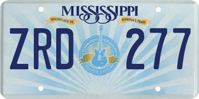 MS license plate ZRD277