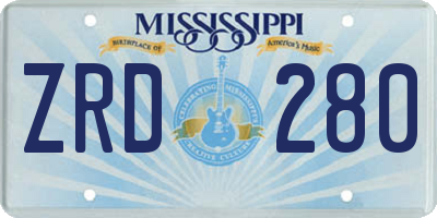 MS license plate ZRD280