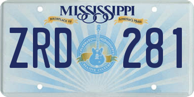 MS license plate ZRD281