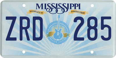 MS license plate ZRD285