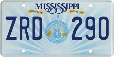 MS license plate ZRD290