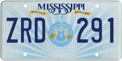 MS license plate ZRD291