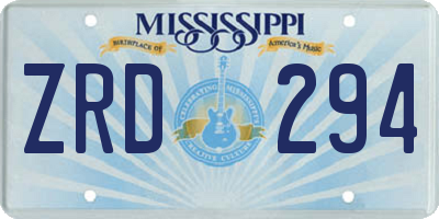 MS license plate ZRD294