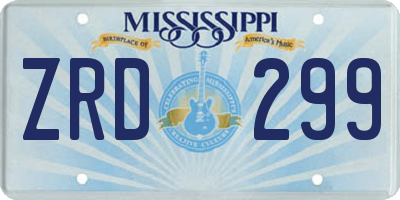 MS license plate ZRD299