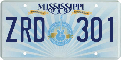 MS license plate ZRD301
