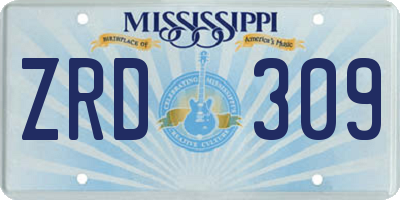 MS license plate ZRD309