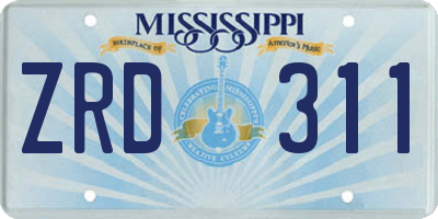 MS license plate ZRD311