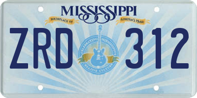 MS license plate ZRD312