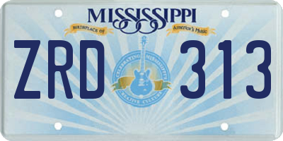 MS license plate ZRD313