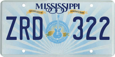 MS license plate ZRD322
