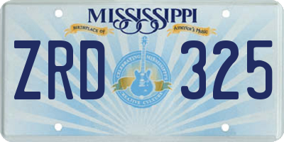 MS license plate ZRD325