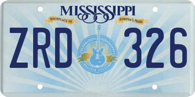 MS license plate ZRD326