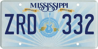 MS license plate ZRD332
