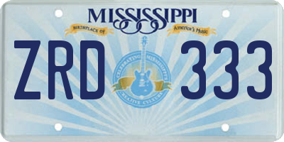 MS license plate ZRD333