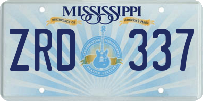 MS license plate ZRD337