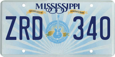 MS license plate ZRD340