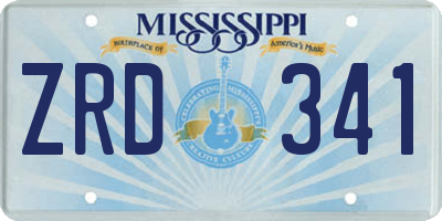 MS license plate ZRD341