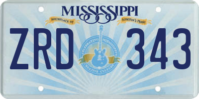 MS license plate ZRD343