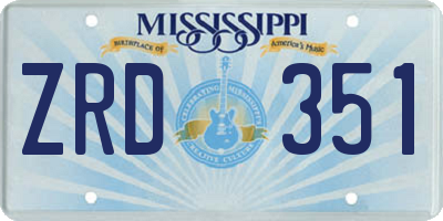 MS license plate ZRD351