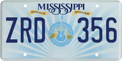 MS license plate ZRD356