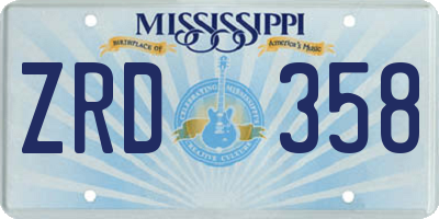 MS license plate ZRD358