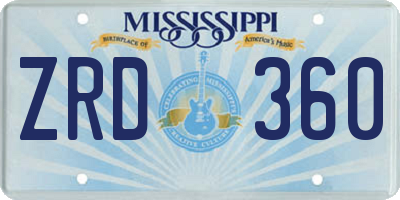MS license plate ZRD360