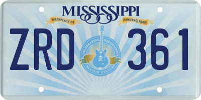MS license plate ZRD361