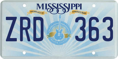 MS license plate ZRD363