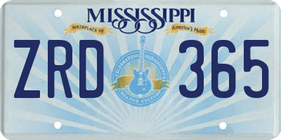 MS license plate ZRD365